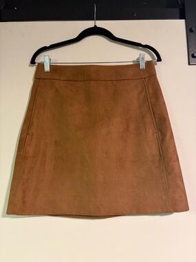 J. Crew Camel Suede A-Line Mini Skirt